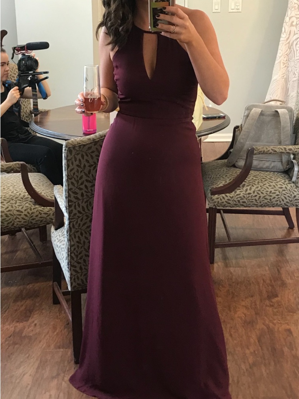 Lulu's Sleeveless Keyhole Maxi Dress in Burgundy